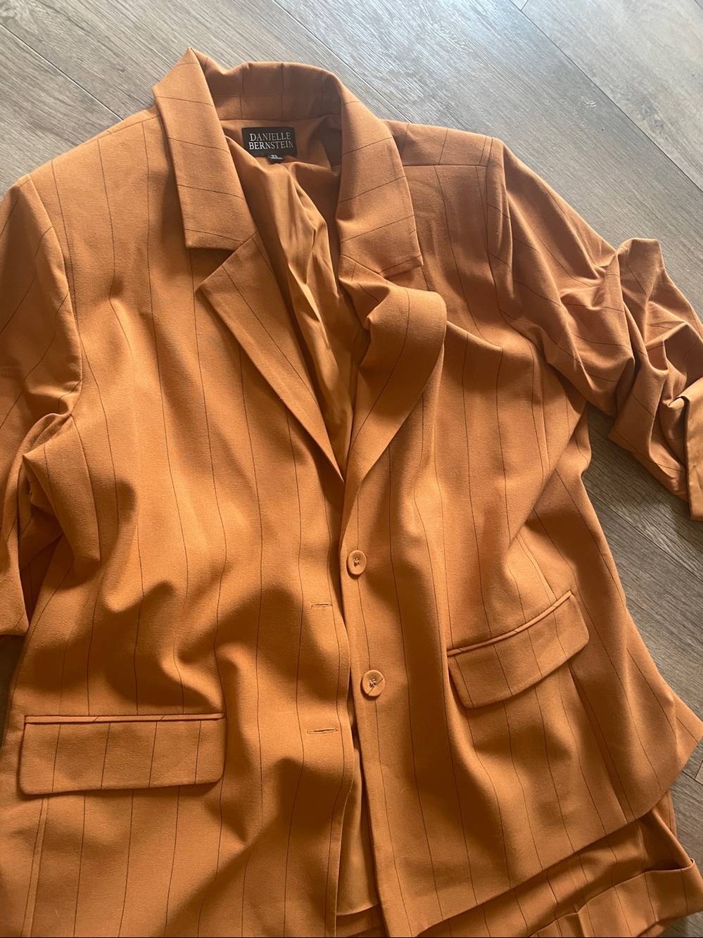 DANIELLE BERNSTEIN Rust Pinstripe Blazer and Shorts